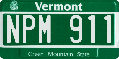 VT license plate NPM911
