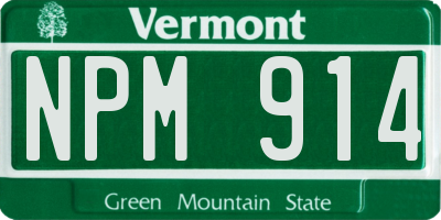 VT license plate NPM914