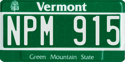 VT license plate NPM915