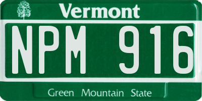 VT license plate NPM916