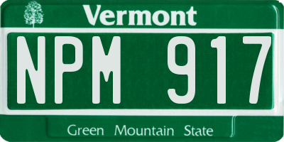 VT license plate NPM917