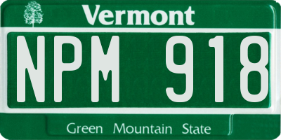 VT license plate NPM918
