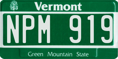 VT license plate NPM919