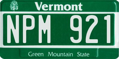 VT license plate NPM921