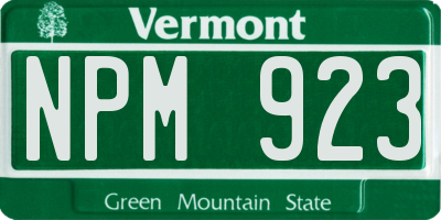 VT license plate NPM923