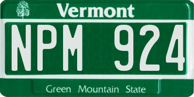 VT license plate NPM924