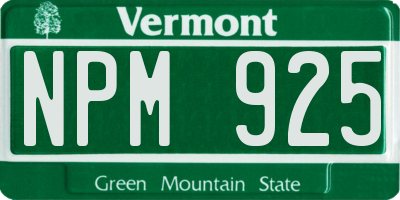 VT license plate NPM925