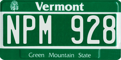 VT license plate NPM928