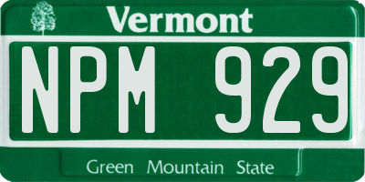 VT license plate NPM929