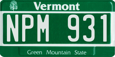VT license plate NPM931