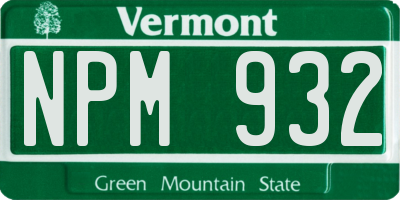VT license plate NPM932