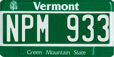 VT license plate NPM933
