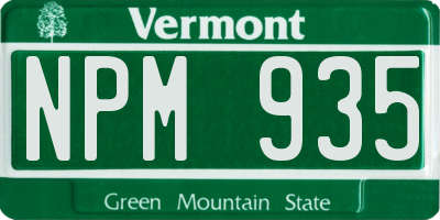 VT license plate NPM935