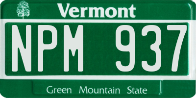 VT license plate NPM937
