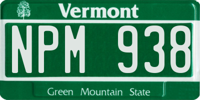 VT license plate NPM938