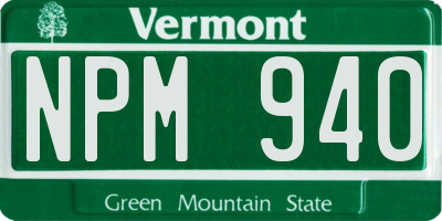 VT license plate NPM940