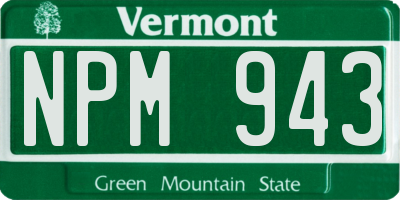 VT license plate NPM943