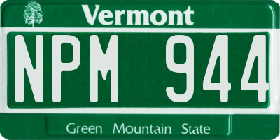 VT license plate NPM944