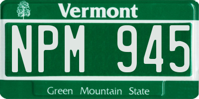 VT license plate NPM945