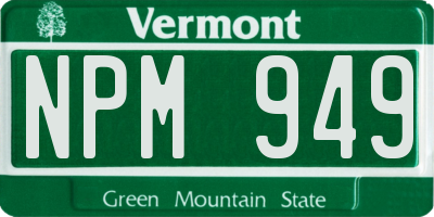 VT license plate NPM949