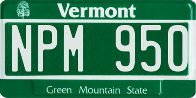 VT license plate NPM950