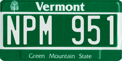 VT license plate NPM951