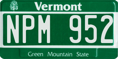 VT license plate NPM952