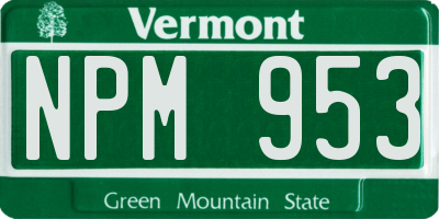 VT license plate NPM953