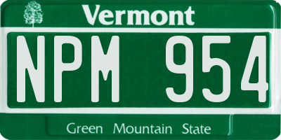 VT license plate NPM954