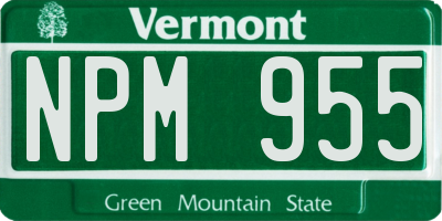 VT license plate NPM955