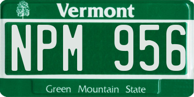 VT license plate NPM956