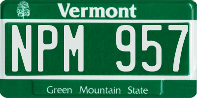 VT license plate NPM957