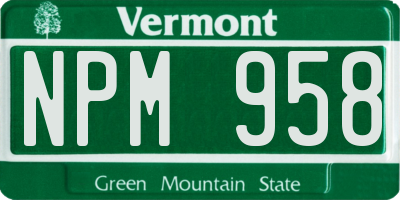 VT license plate NPM958