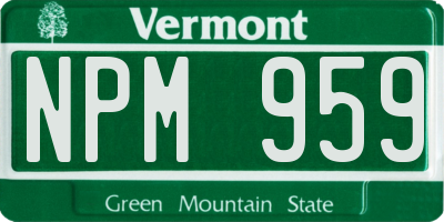 VT license plate NPM959