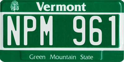 VT license plate NPM961