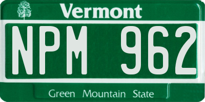 VT license plate NPM962