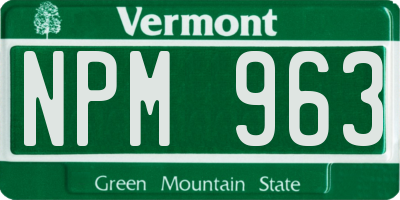 VT license plate NPM963