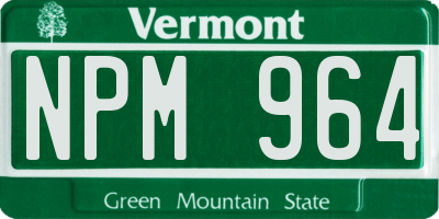 VT license plate NPM964