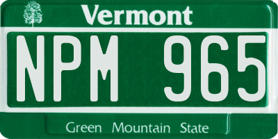 VT license plate NPM965