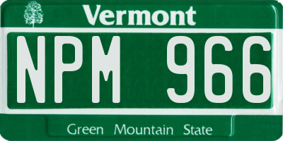 VT license plate NPM966