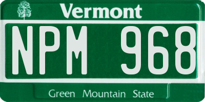 VT license plate NPM968