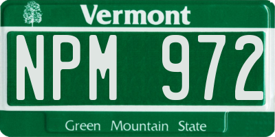 VT license plate NPM972