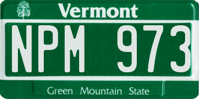 VT license plate NPM973