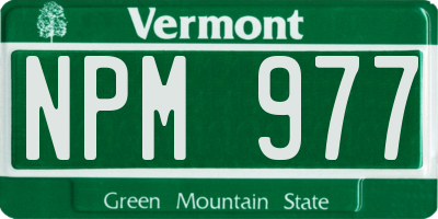 VT license plate NPM977