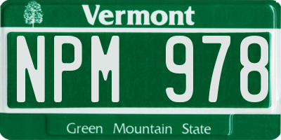 VT license plate NPM978