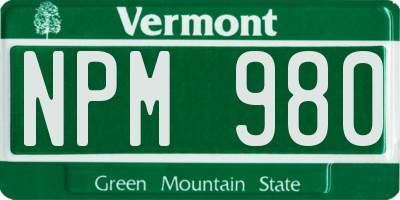 VT license plate NPM980