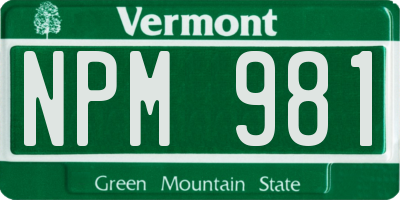 VT license plate NPM981