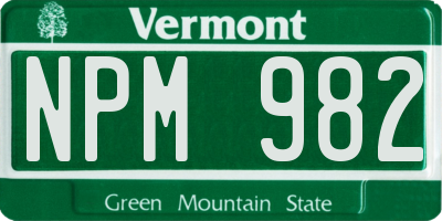 VT license plate NPM982