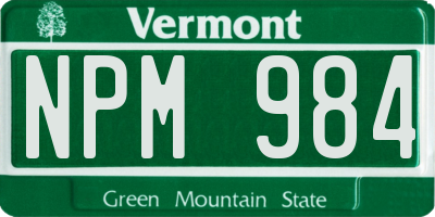VT license plate NPM984