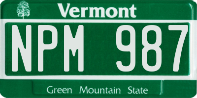VT license plate NPM987